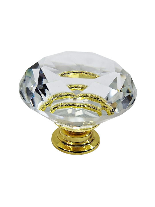 ACM Knob Furniture made of Metallic & Zamak & Crystal Gold-glossy 12022-000-ORO1 1pcs