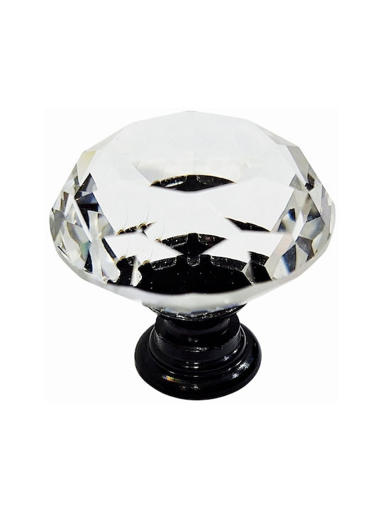 ACM Knob Furniture made of Metallic & Zamak & Crystal Black-glossy 31mm (Center Distance 31mm) 11953-000-ORO1 1pcs