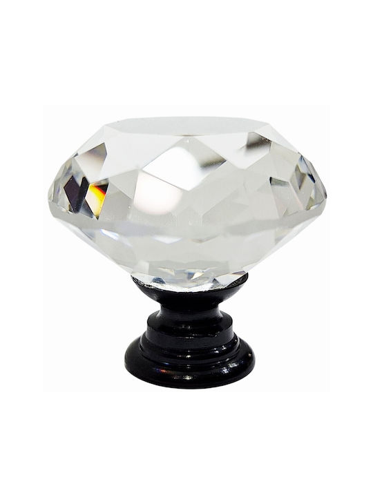 ACM Knob Furniture made of Metallic & Zamak & Crystal Black-glossy 31mm (Center Distance 31mm) 11953-000-ORO1 1pcs