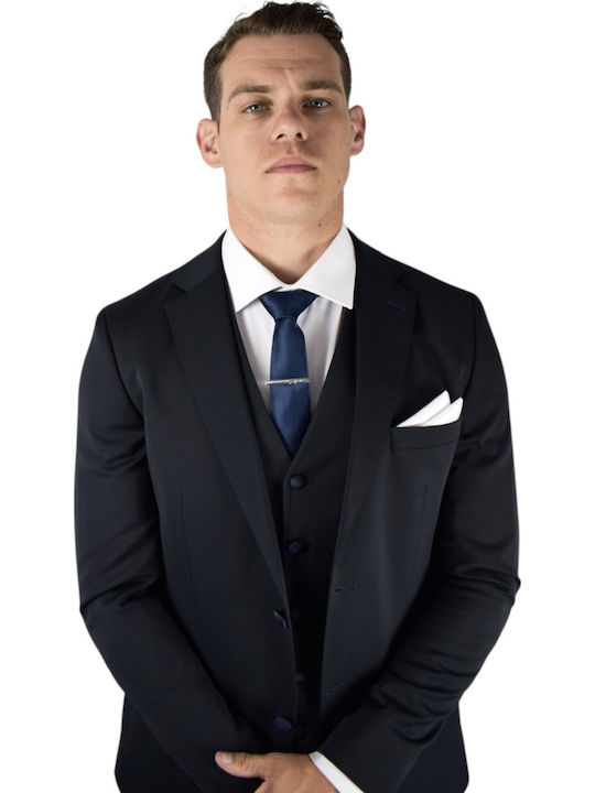 Men's Suit with Vest Blue-black