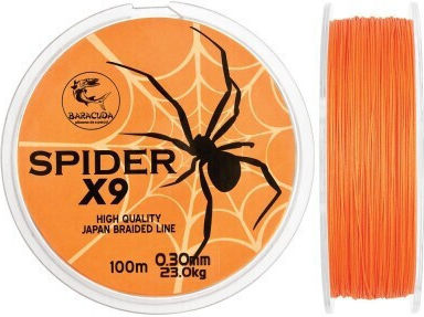 Fir Textile Baracuda Spider X9 100 M 9 Parallel Braided Wires Fluorescent Orange