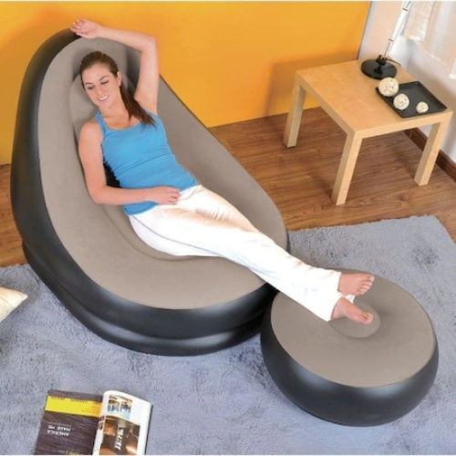 Aufblasbarer Sessel Schwarz 125x100cm
