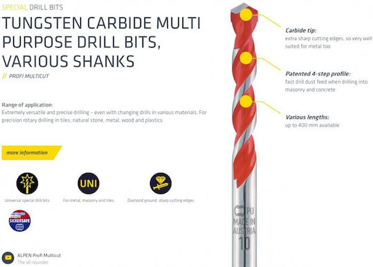 Alpen Drills Multicut Свредло с Цилиндрична Опашка 7x120mm