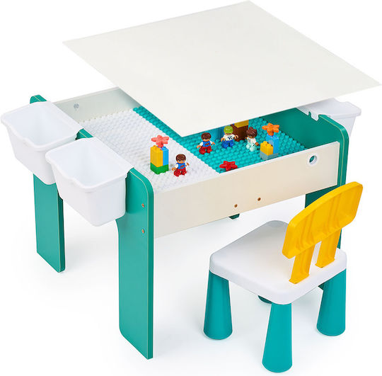 Set Masă cu Scaune pentru Copii pentru Desen Verde