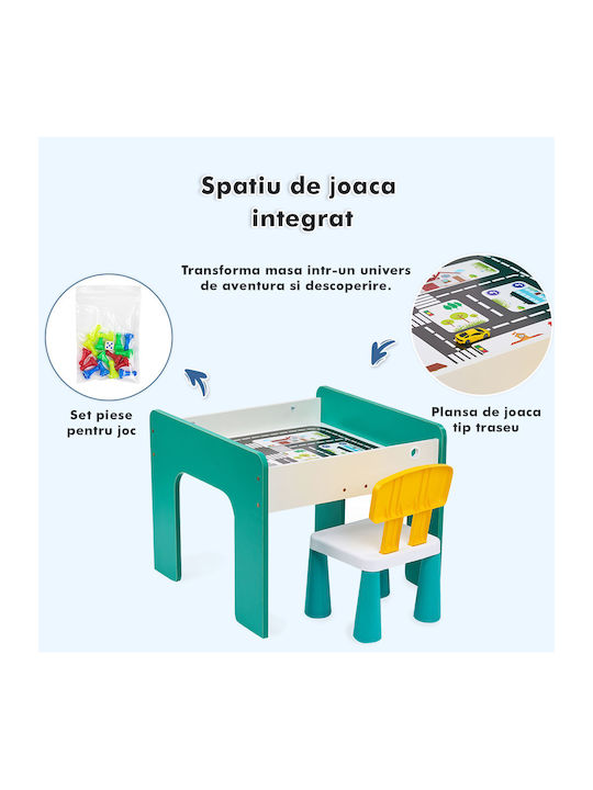 Set Masă cu Scaune pentru Copii pentru Desen Verde