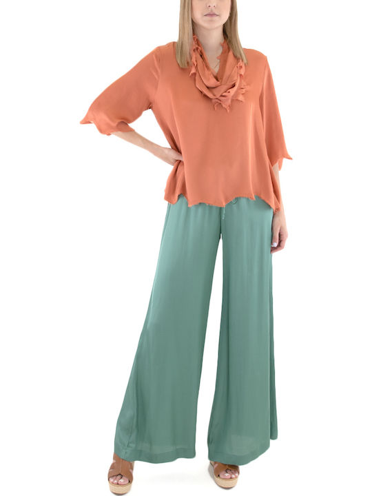 Women's Blouse Satin Orange