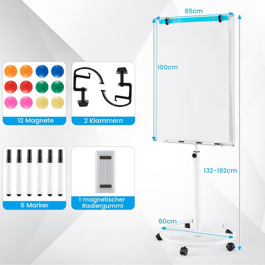 Costway Magnetic Tablă marker Tablă de seminar cu un trepied 100x65cm