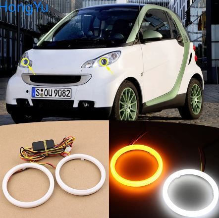Car Headlight Angel Eyes Rings 12V Smart ForTwo White Color 4pcs