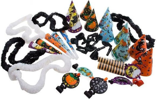 Set De Decorare Pentru Petrecerea De Halloween 37 Bucăți Pălării Fluierători Baloane Ghirlande Multicolore