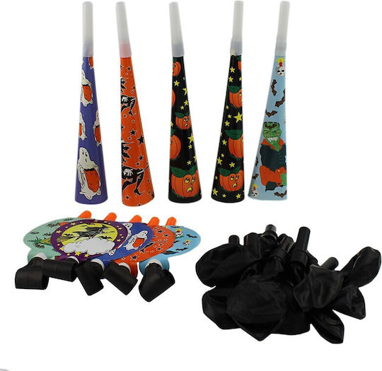 Set De Decorare Pentru Petrecerea De Halloween 37 Bucăți Pălării Fluierători Baloane Ghirlande Multicolore