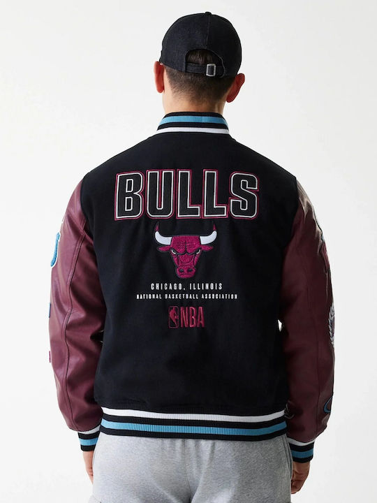 Geacă Varsity Neagră Chicago Bulls NBA Patch