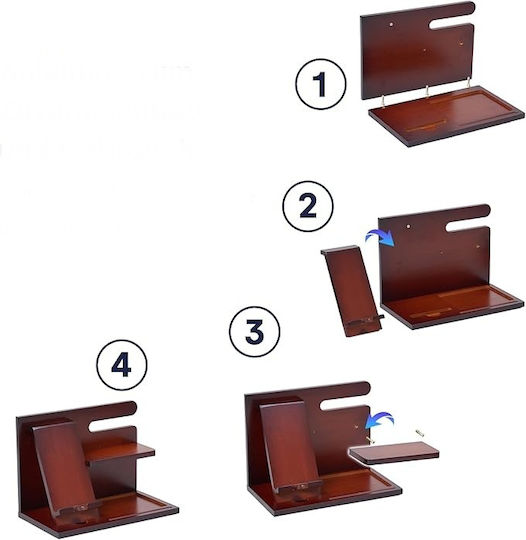 Organizator De Birou Officeworld Bamboo Raft Pentru Birou Noapte Suport Pentru Pixuri Suport Pentru Telefon Mici Accesorii Raft 26 X 15 X 19 Cm Maro