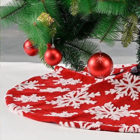 Weihnachtsbaumrock ''Schneeflocken'' Rot Ψάθινη Φ120εκ.