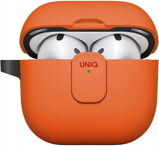 Uniq Clyde Hülle Silikon / Kunststoff mit Haken in Orange Farbe für Apple AirPods 4