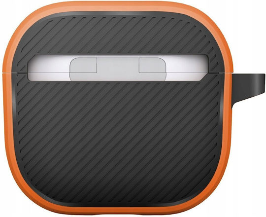 Uniq Clyde Hülle Silikon / Kunststoff mit Haken in Orange Farbe für Apple AirPods 4