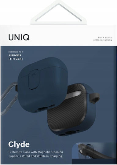 Uniq Clyde Θήκη Σιλικόνης / Πλαστική με Γάντζο σε Μπλε χρώμα για Apple AirPods 4