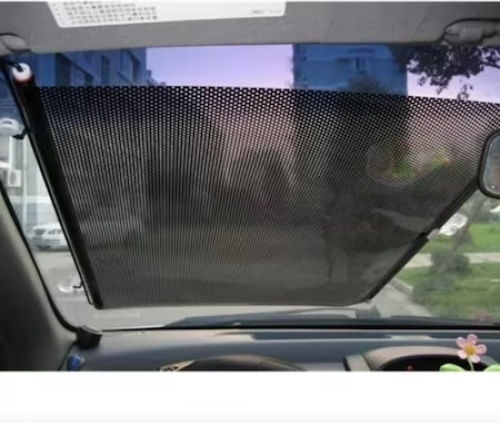 Car Sunshade With Suction Cup Size 45cm X 125cm Retractable Black