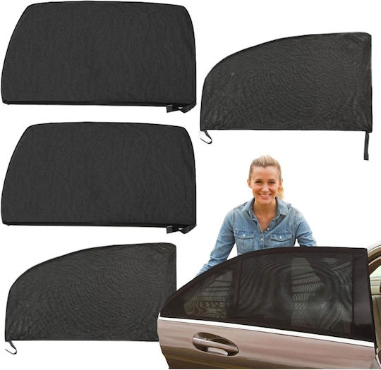 Set 4 Parasolare Auto Plasă Țânțari Protecție UV Din Țesătură De Nailon Foarte Elastică Negru