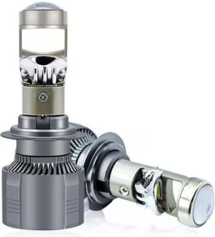 Set 2 LED H7 Birnen mit Linse Kühlventilator 220w 12v Spannung Maße 89 x 33 mm Silber