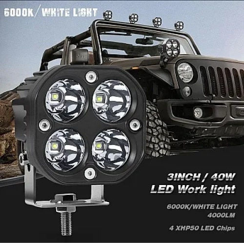 Led Car Projector Offroad 40w 3-inch Size Cast Aluminum Housing Black