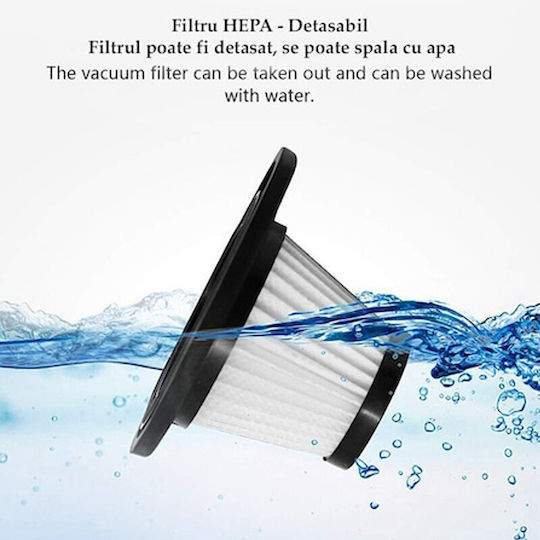 Car Vacuum Cleaner 120W HEPA Filter USB Rechargeable 2000mAh Battery 100 cm Cable
