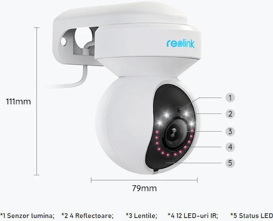 Reolink E1 Outdoor IP Камера за наблюдение Wi-Fi Full HD+ 5MP Водоустойчива с Двупосочна Комуникация и Обектив 2.8мм