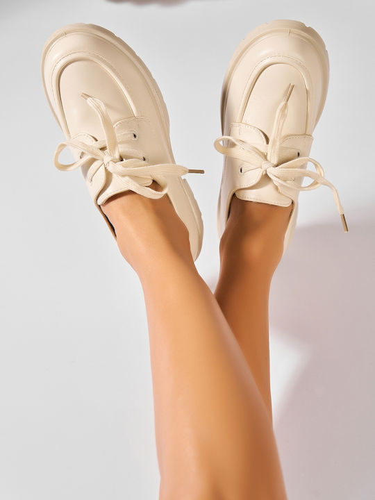 Dalina Γυναικεία Oxfords σε Μπεζ Χρώμα