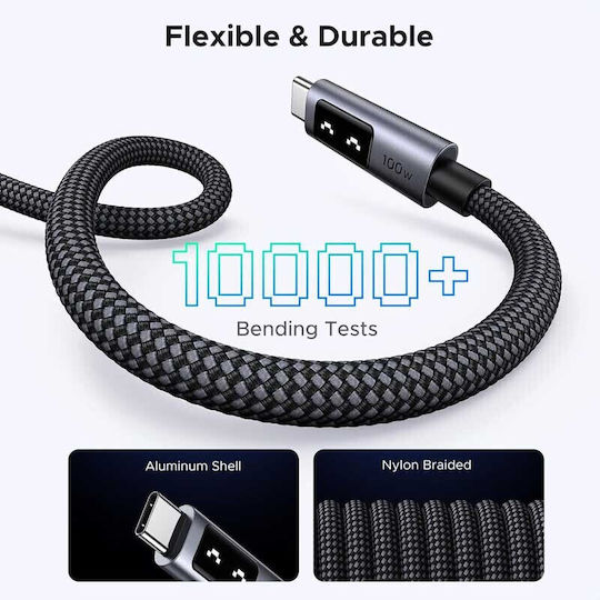 Ugreen LED USB 2.0 Cable USB-C Male - USB-C 100W PD Black 1m 35501