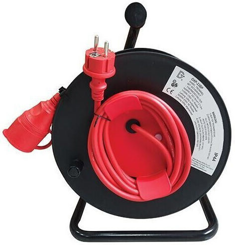 Eurolamp Waterproof Extension Reel Cord 3 x 1.5mm²/30m Red