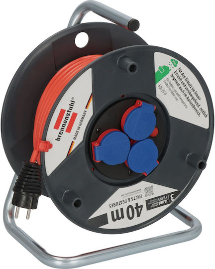 Brennenstuhl Waterproof Extension Reel Cord 3 x 1.5mm²/40m Black