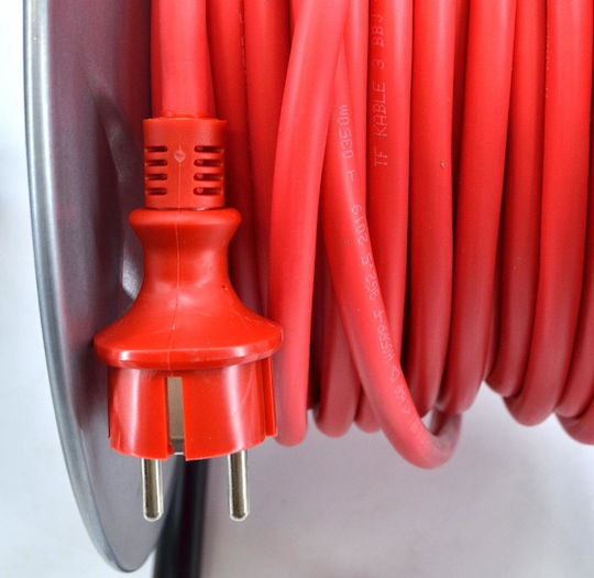 AWTools Waterproof Extension Reel Cord 3 x 2.5mm²/30m Red