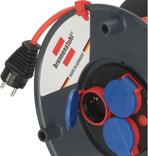 Brennenstuhl Waterproof Extension Reel Cord 3 x 1.5mm²/40m Black