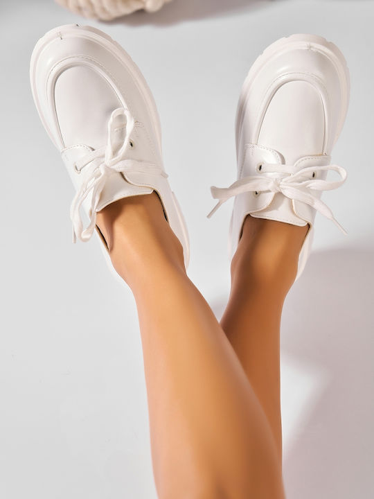 Dalina Suede Γυναικεία Oxfords σε Λευκό Χρώμα