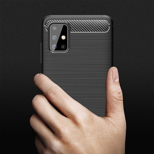 Tech-Protect Carbon Rugged Armor Umschlag Rückseite Silikon Schwarz (Huawei P40 Lite E)