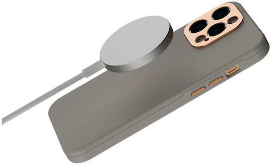 Moshi Napa Slim MagSafe Umschlag Rückseite Synthetisches Leder Serene Gray (iPhone 14 Pro Max)