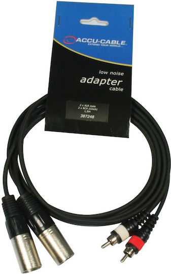 Accu-Cable Cable 2 x XLR male - 2 x RCA male Μαύρο 1.5m AC-2XM-2RM/1