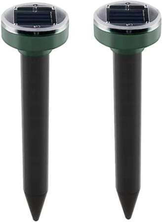 Set 2 Solar-powered Pest Repellent Devices Stake Mole Repellent Green
