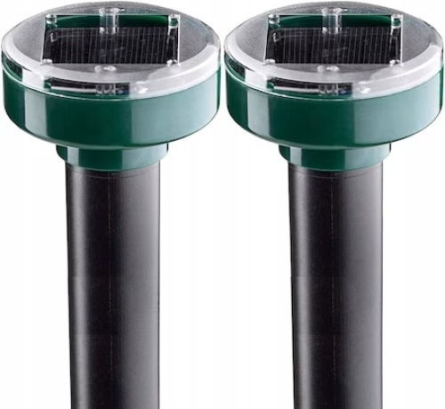 Set 2 Solar-powered Pest Repellent Devices Stake Mole Repellent Green