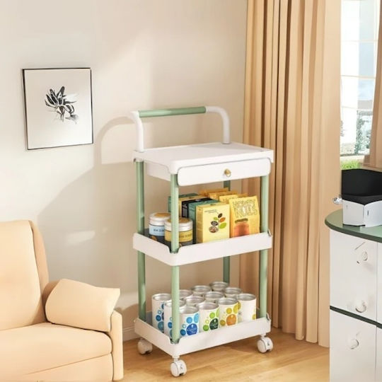 Troler De Bucătărie Din Plastic Cu 3 Locuri Alb 36.5x28x74.5cm