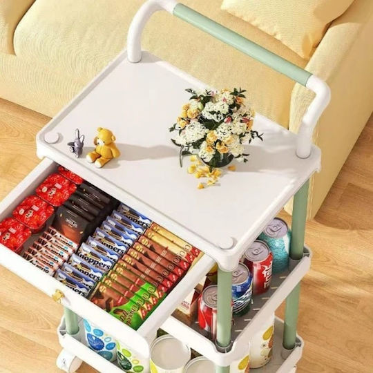 Troler De Bucătărie Din Plastic Cu 3 Locuri Alb 36.5x28x74.5cm
