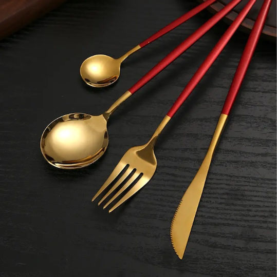 Cutlery Set Stainless Red 24pcs