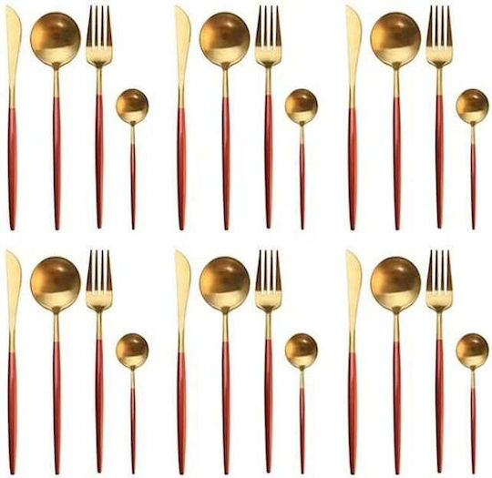Cutlery Set Stainless Red 24pcs