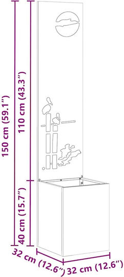 vidaXL Γλάστρα Μεταλλική Μαύρο 32x140εκ.