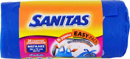 Sanitas Scented Trash Bags Capacity 60lt with Handles Easy-Pack 72x58cm 20pcs Blue