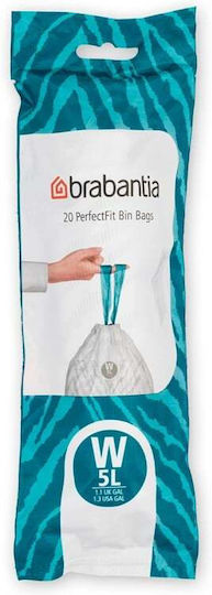 Brabantia Trash Bags Capacity 5lt with Drawstring Type W 20pcs White