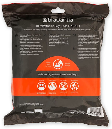 Brabantia Trash Bags Capacity 25lt with Drawstring Type J 40pcs White