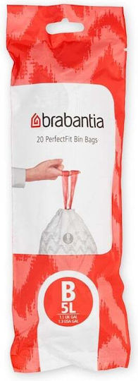 Brabantia Σακούλες Απορριμάτων Χωρητικότητας 5lt με Κορδόνι Type B 20τμχ Λευκές