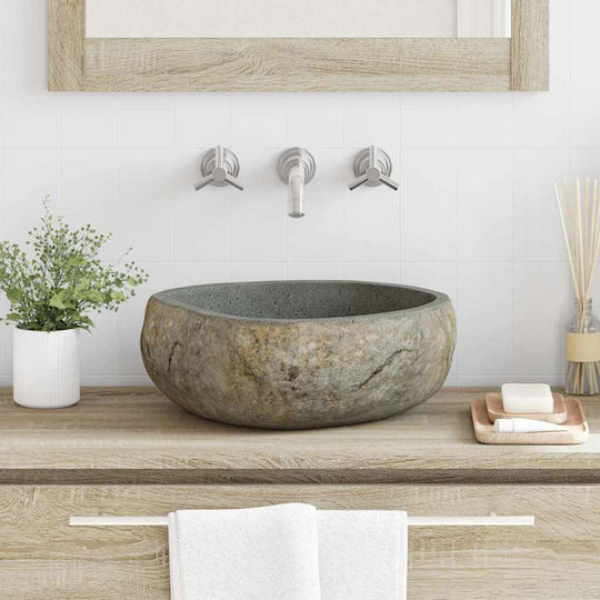 vidaXL Επικαθήμενος Νιπτήρας Πορσελάνης 45x35x15cm Ανοιχτό Γκρι vidaXL Επικαθήμενος Νιπτήρας Πορσελάνης 45x35x15cm Ανοιχτό Γκρι