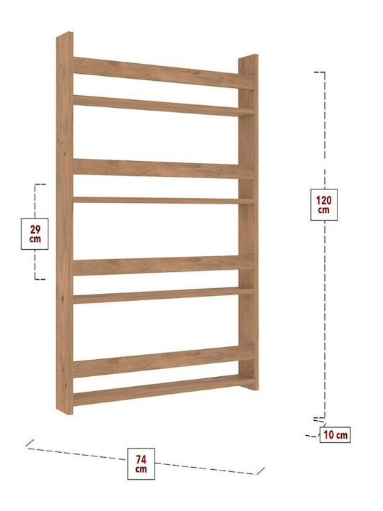 Kids Shelving Unit Montessori Wall Pine Oak 70x10x120cm