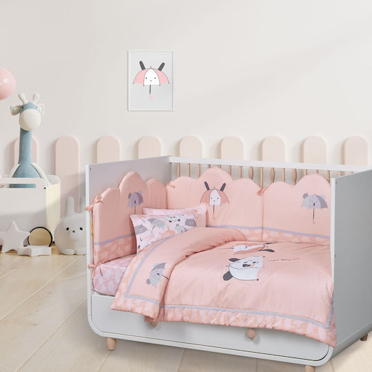 Das Home Crib Bumpers Classic Inside Pink-white-grey 45x195cm